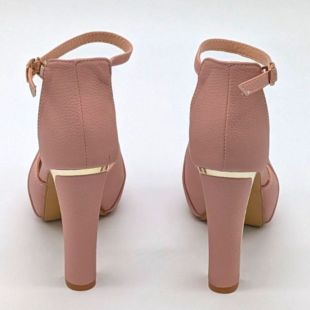 Women's Blush Pink Platform Block Heel Sandals Ankle Strap Open Toe Pumps US 6.5 - Picture 5 of 8